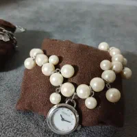 ساعت دستبندی مرواریدی و گردنبند خارجی