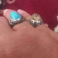 انگشتر.نقره.قدیمی وکهنه.فیروزه.وباباقوری دوچشم