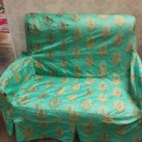 رو مبلی فیروزه ای طرح دار