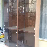 2 عدد بوفه چوبی شیشه مات تمییز