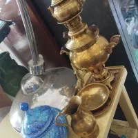 سماور و سینی برنجی ظاف آبیه مسه اونم روش