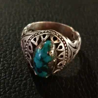 انگشتر فیروزه شجر رگه طلایی