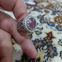انگشتر نقره یاقوت برمه دانه اناری