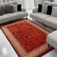 فرش ابریشمی طرح دستباف نقشه سلطان آباد قرمز