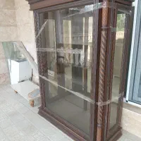 بوفه ویترین بزرگ چوب گردو