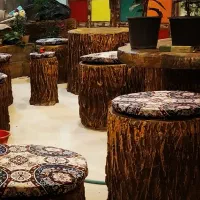 میز صندلی سیمانی طرح چوب،باربیکیو وبازسازی ساختمان