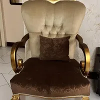 مبلمان راحتی نیمه استیل ۷ نفره با دو میز شیشه ای