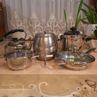 کتری و ماهیتابه و قابلمه و زودپز استیل درحد نو