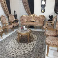 مبل استیل ۹ نفره با نهار خوری ۸ نفره چوب گردو