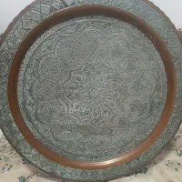 سینی نقره و گلدان برنجی