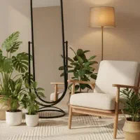 آیینه قدی پایه گرد و مستطیل فلزی آبکاری شده و چوبی