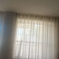 پرده حریر شیری شاین دار  و پرده حریر سفید ساده