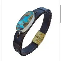 دستبند چرم فیروزه