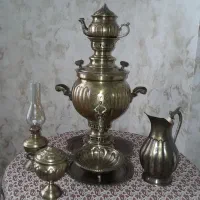 سماور۶لیتری ذغالی برنجی آنتیک ودکوری باسرویس