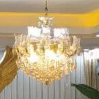 لوستر برنجی سنگین 20 شاخه لاله لب طلایی