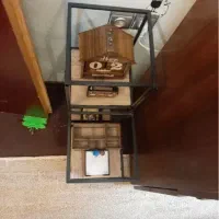 لطفا بخرین استند فلزی و قفسه چوبی گلدان کتاب