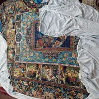 روفرشی کش دارمخمل در حد نو  و روفرشی۱۲متری زک دار
