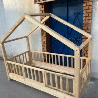تخت کلبه ای و کمد و دراور کودک چوبی تمام چوب