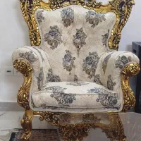 مبل استیل چوب تمام راش ورق طلا