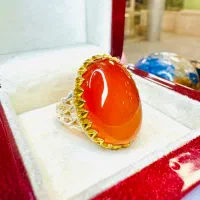 انگشتر فوق خاص سنگ عقیق سرخ پرتقال معدن خراسان اصل