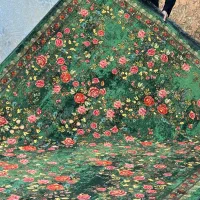 فرش جدید لاکی سبز ابریشم ۱۲۰۰