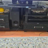 میز تلویزیون مشکی شیشه ای