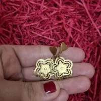 گوشواره پلاک نقره ای رنگ ثابت