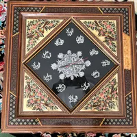 ساعت دیواری چوبی طرح خاتم کاری