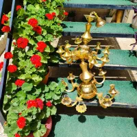 دو‌عدد لوستر انتیک اب طلا