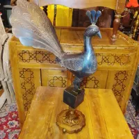 طاووس فولادی نقره کوب عتیقه