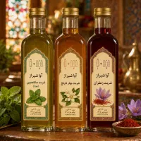 شربت سکنجبین و بهارنارنج خانگی شیراز در شیشه نفیس