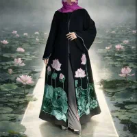 عبای مجلسی نقاشی جواهر دوزی مدل نیلوفر شیکان کده