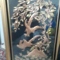 ۳عددتابلو مس کاری.طلا کوب.گلدوزز دستی روی ساتن