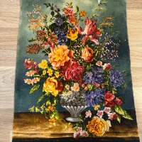 تابلو فرش دستباف گل ابریشم نو