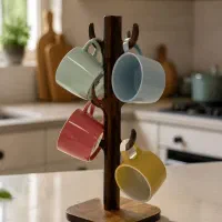 آویز فنجان چوبی کاکتوس