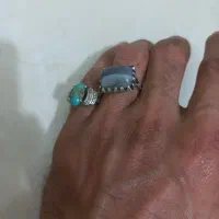 انگشتر عقیق شجر  و فیروزه