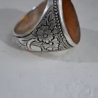 انگشتر عقیق یمنی۴۱ خونه رکاب قلم زنی