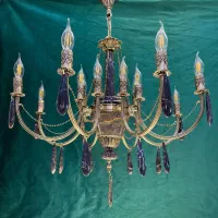 لوستر سنگی گلدن بلک ۱۶شعله رونیکا قلاف طرحدار