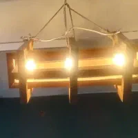 لوستر مدرن چوبی ،سه شعله