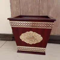 سطل زباله دکوراتیو طرح چوب و طلایی