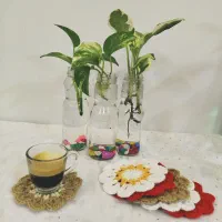 زیر لیوانی و ماگ بافتنی