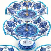 شیرینی خوری دوطبقه مسی مینا کاری