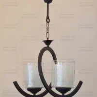 لوستر آویز اشپزخانه اتاق دو شعله مشکی کوره ای