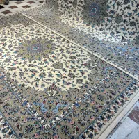 فرش دستباف جفت۶متری کرم کاشان گل ابریشم دستبافت
