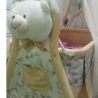 گهواره خرسی کرم رنگ و تشک بازی نوزاد نو نو