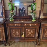 آینه و کنسول دو درب ایتالیایی معرق براق چوب روس
