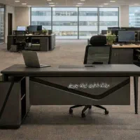 میز اداری پایه فلزی مربعی و صندلی