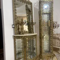 میز کنسول و ساعت ایستاده برنز و میز تلوزیون