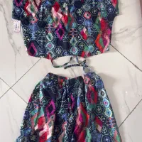 ست کراپ شلوارک زنانه نخی