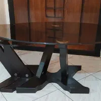 میز جلومبلی همراه دو عسلی پایه چوبی، بازشو و سالم